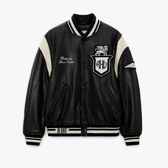 Zara X Rhuigi Black Leather Bomber Jacket